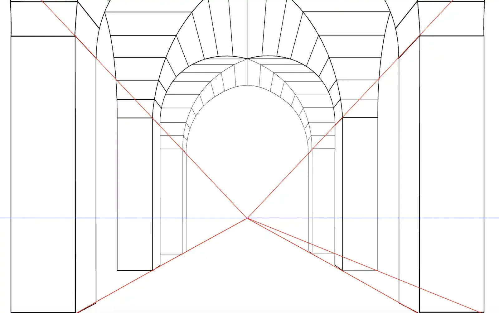 A demonstration of how lines can create vanishing points.
