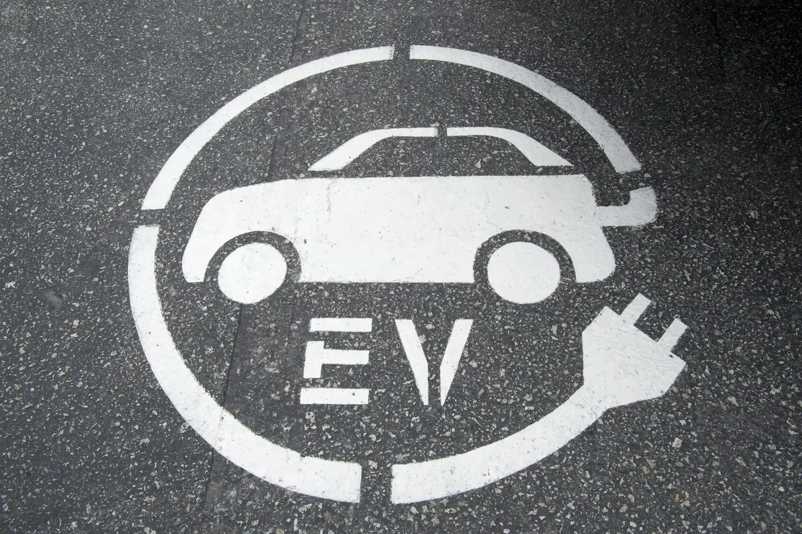 EV charging symbol on a parking spot