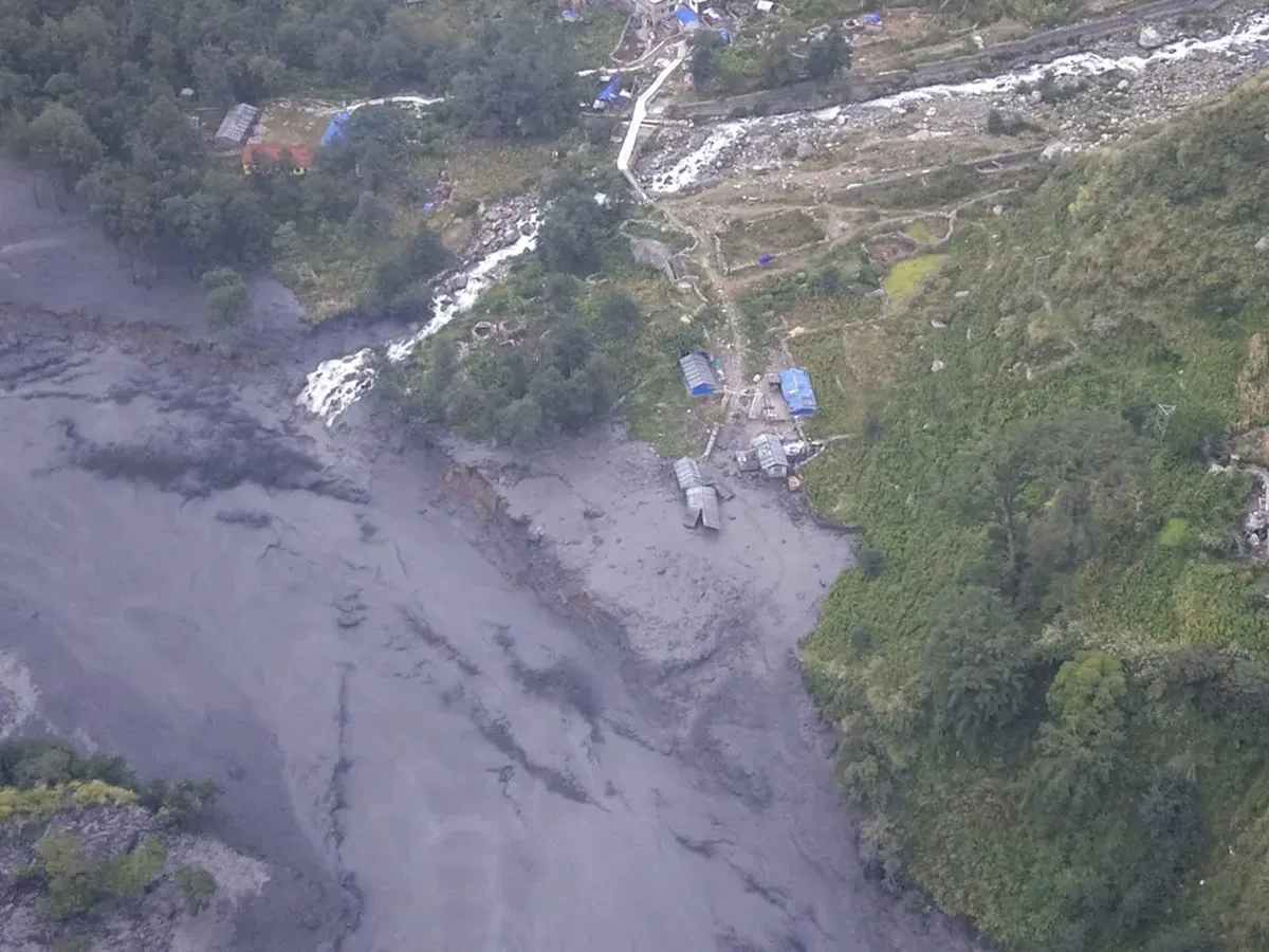 An aerial view of floods in Nepal