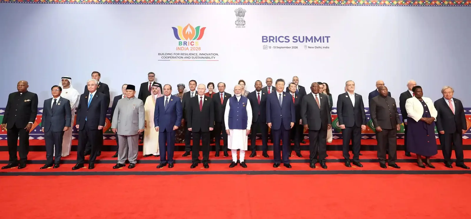 Family photo from 18th Brics summit in New Delhi, September 12 and 13 2026.