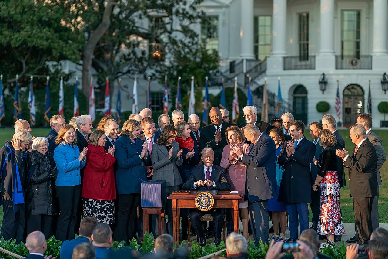 President Biden signing the Infrastructure Investment and Jobs Act into law on November 15, 2021