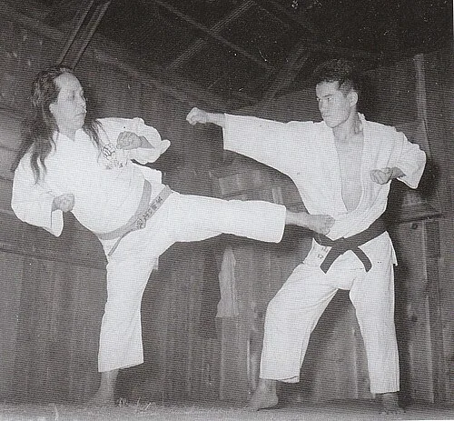 Kumite with his son, Gosen in 1949