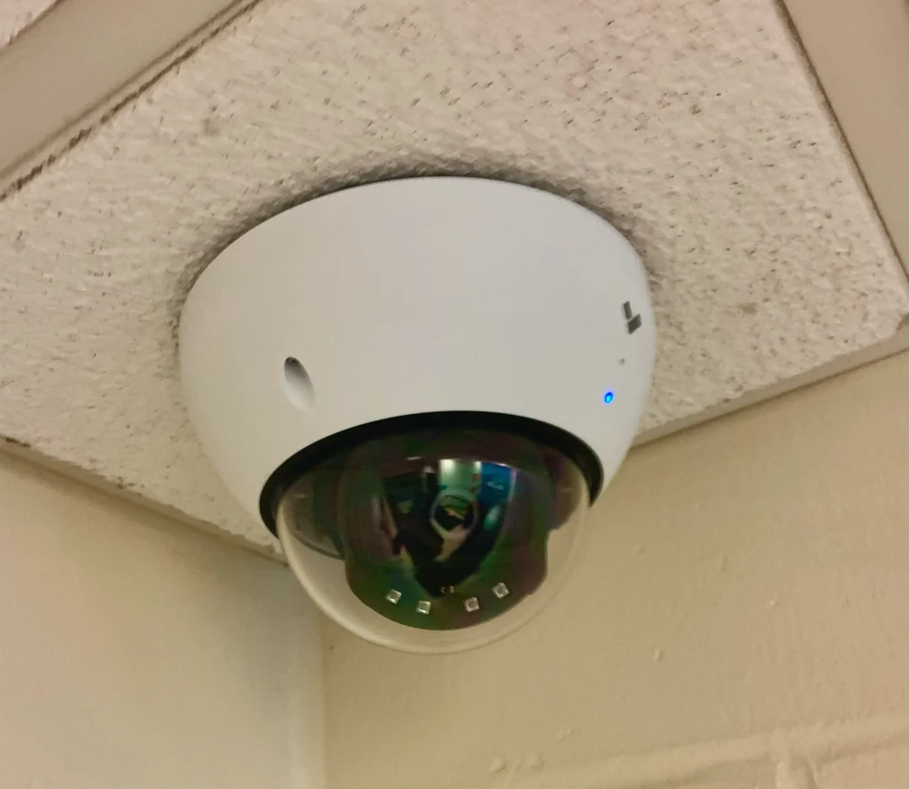 Wide-angle camera mounted from the drop ceiling