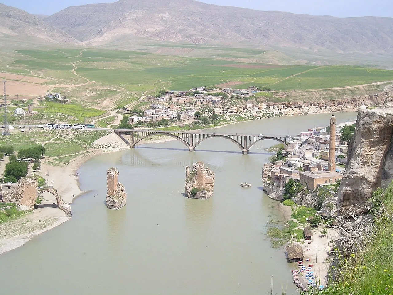 The Tigris flowing past the town of Hasankeyf, much of which was flooded by the filling of the dam