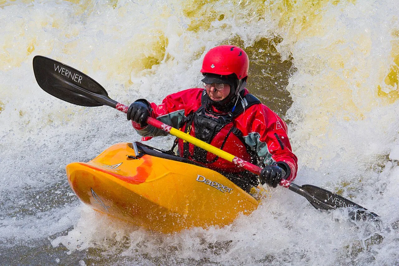 Kayaking in whitewater rapids