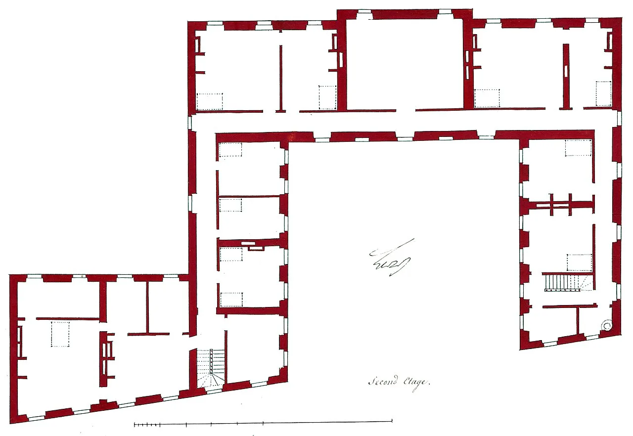 Paris'teki Hôtel de Brionne'nin ikinci katının (çatı katı) planı - 1734
