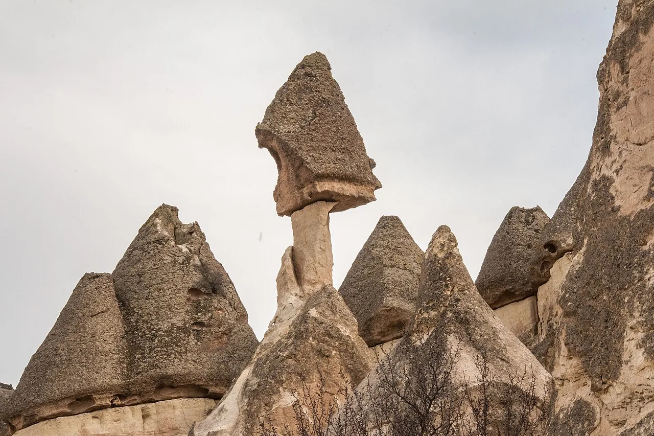 Tent rocks (peribacası) near Çavuşin, Cappadocia, Turkey