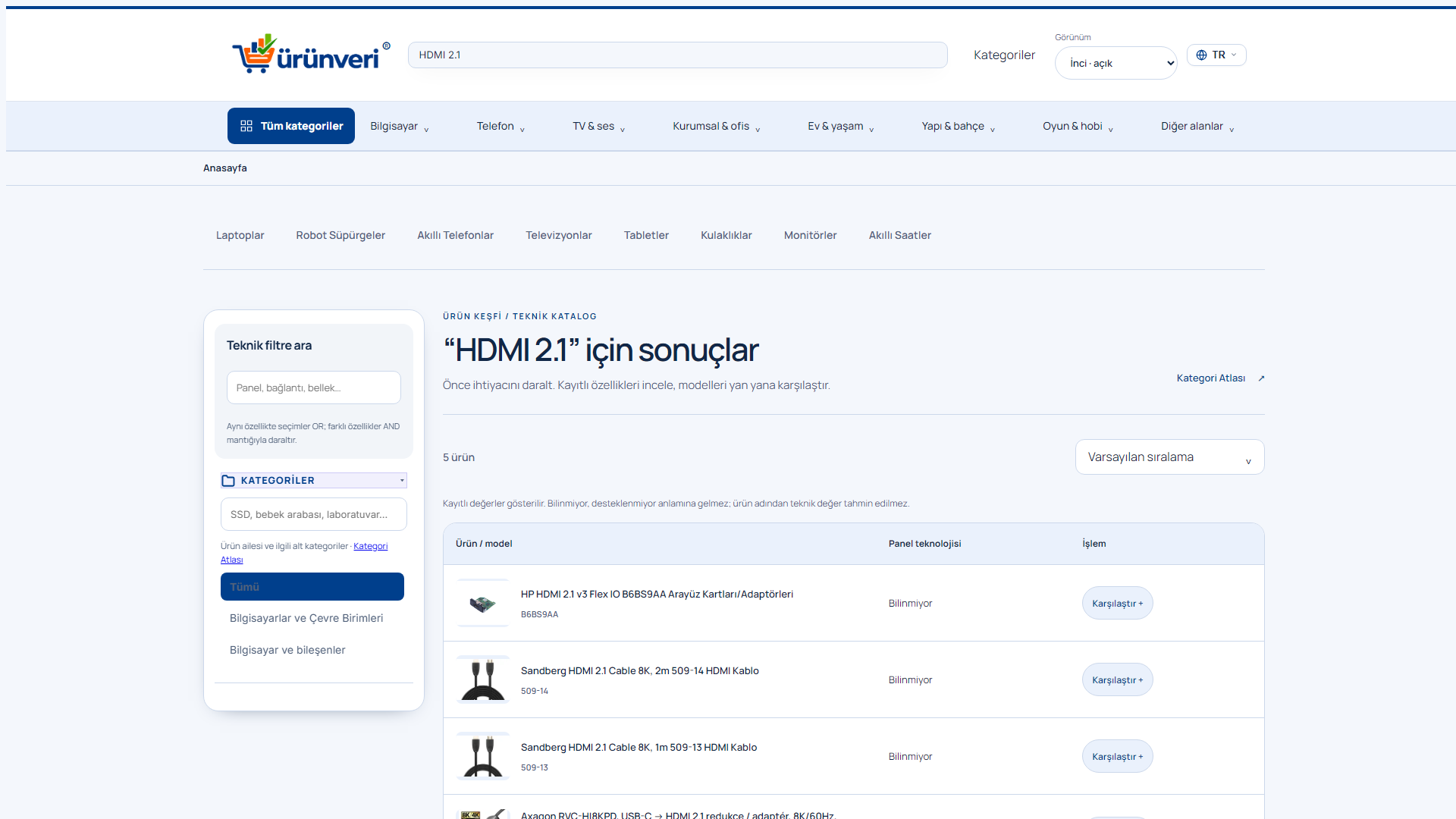 UrunVeri HDMI 2.1, DisplayPort ve VRR Kriterleri Doğrulama Arayüzü
